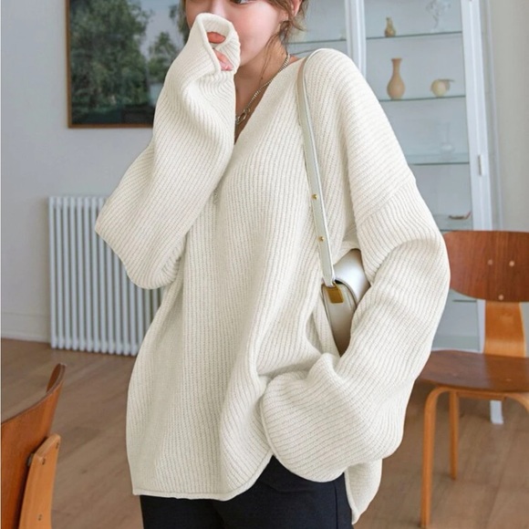 Ribbed knit drop shoulder sweater - Picture 2 of 7
